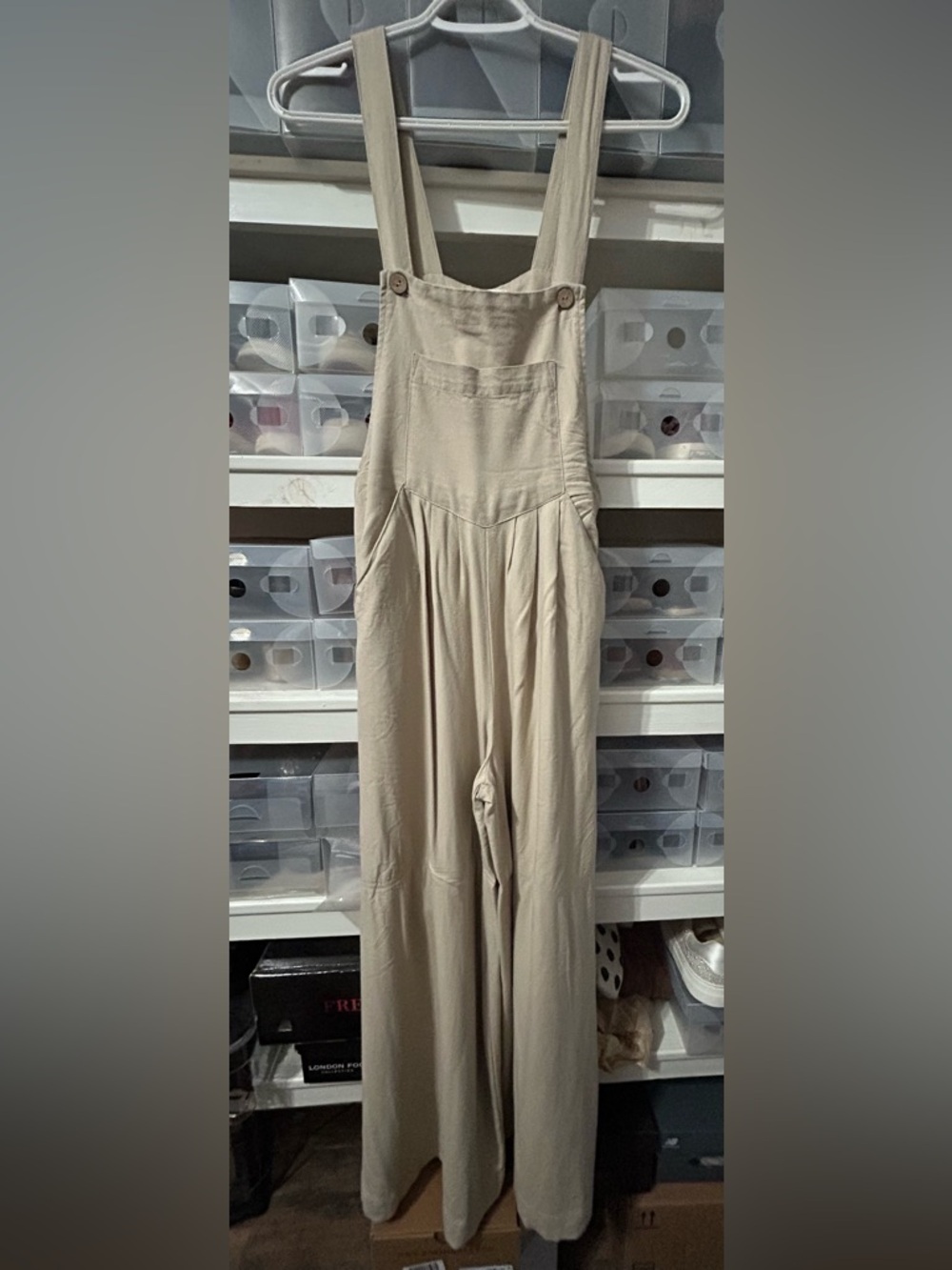Risen Cream Wide-Leg Overalls Jumpsuit
